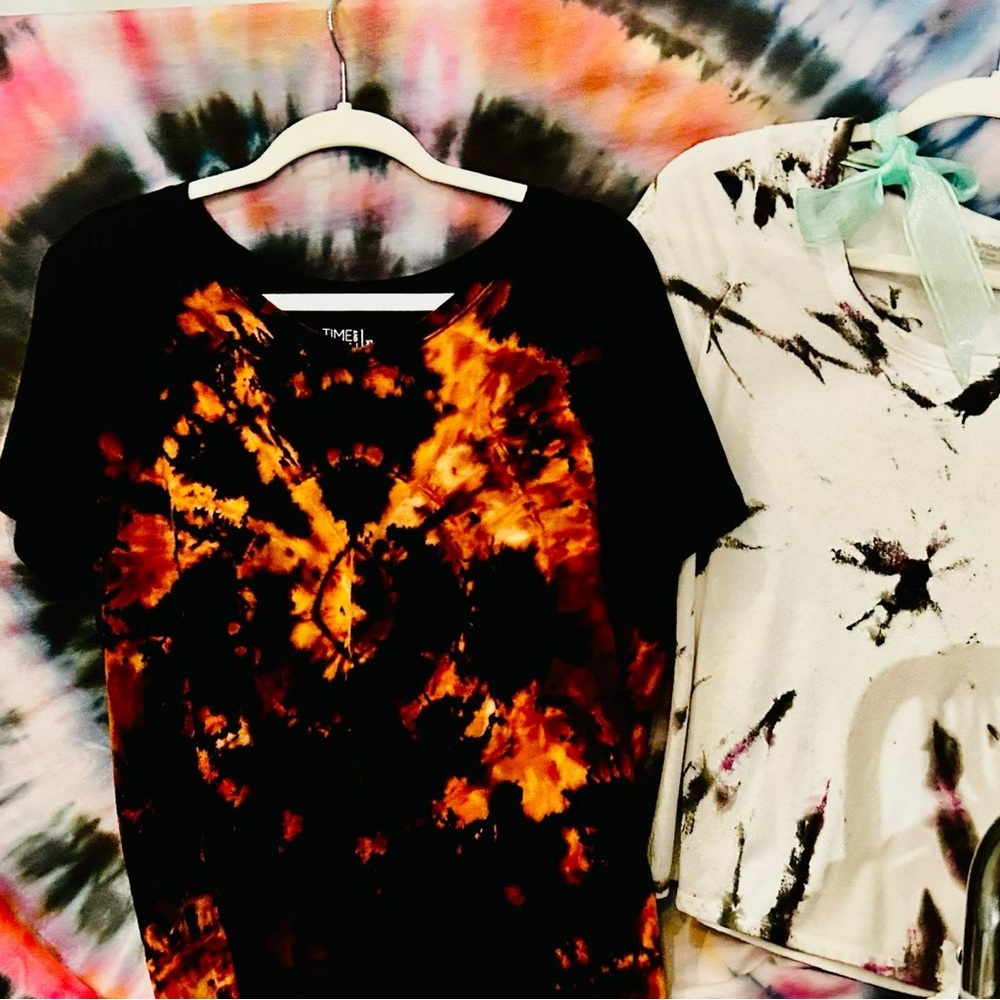 Vibrant Black and Orange Tie-Dye Tee